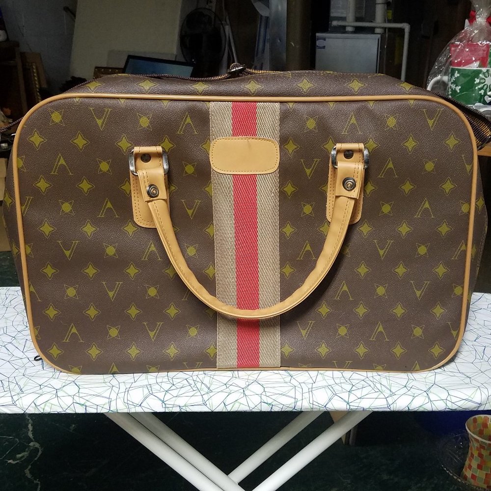 Brown and Red Carry on Bag